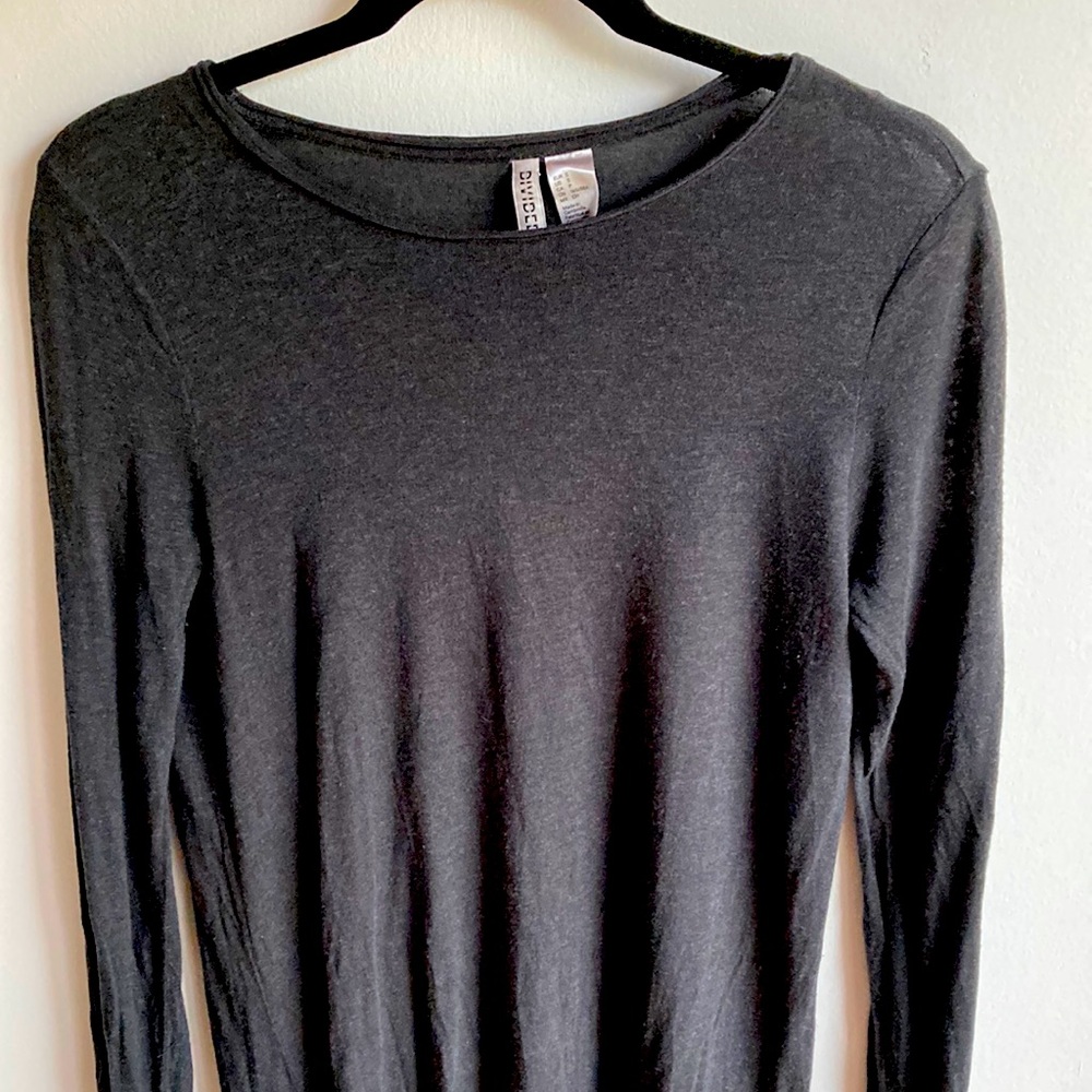 H&M Charcoal High Low Long Sleeve Dress